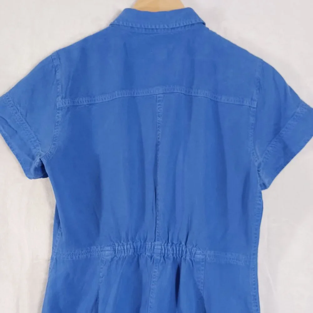 J. Crew Preppy Cobalt Blue, Short Sleeve Dress, Size 4, 3/4 Button Down, Pockets - Picture 10 of 16